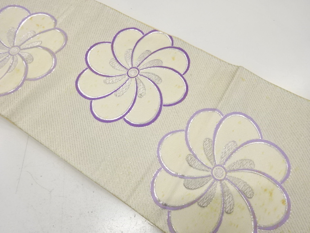 アンティーク　捻じり花模様織り出し袋帯（材料）